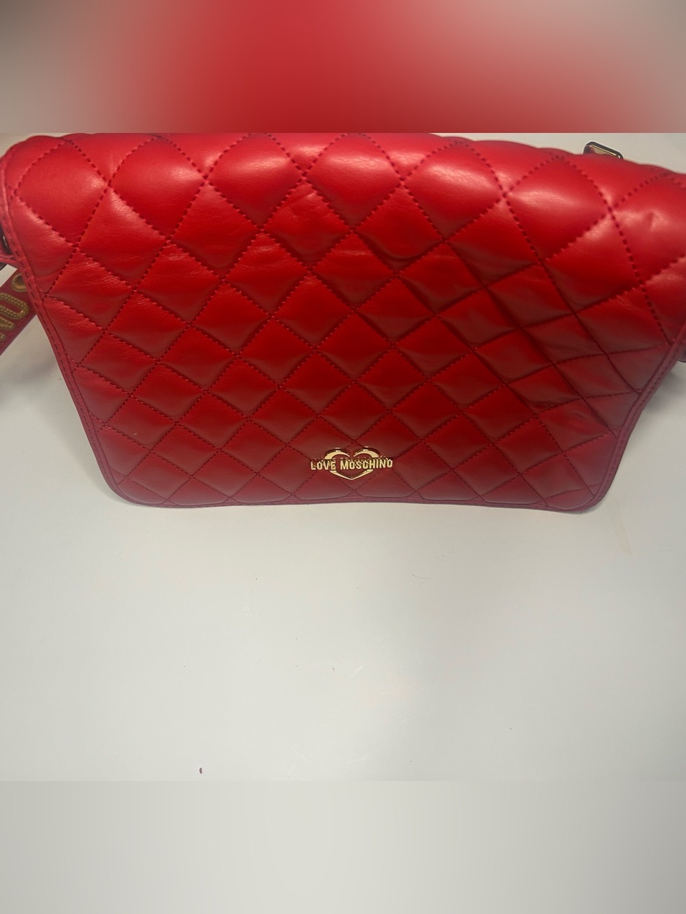 Love Moschino Red Quilted Crossbody Bag with Gold Logo